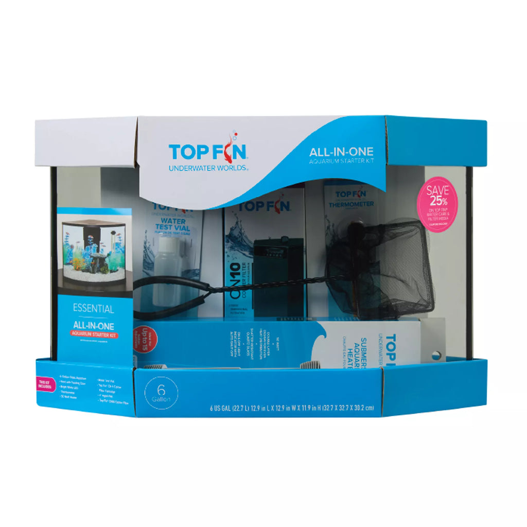 Top Fin Corner Tank Aquarium Starter Kit - 6 Gallon