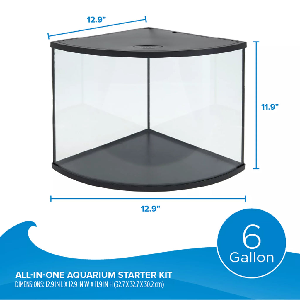 Top Fin Corner Tank Aquarium Starter Kit - 6 Gallon