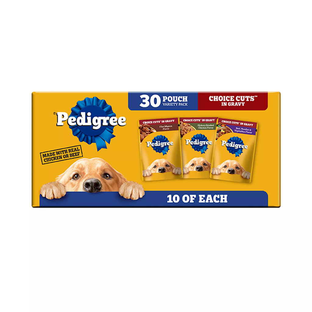 Pedigree Choice Cuts Pouch Adult Wet Dog Food & Meal Topper - 30 Count, Pet Food Variety Pack