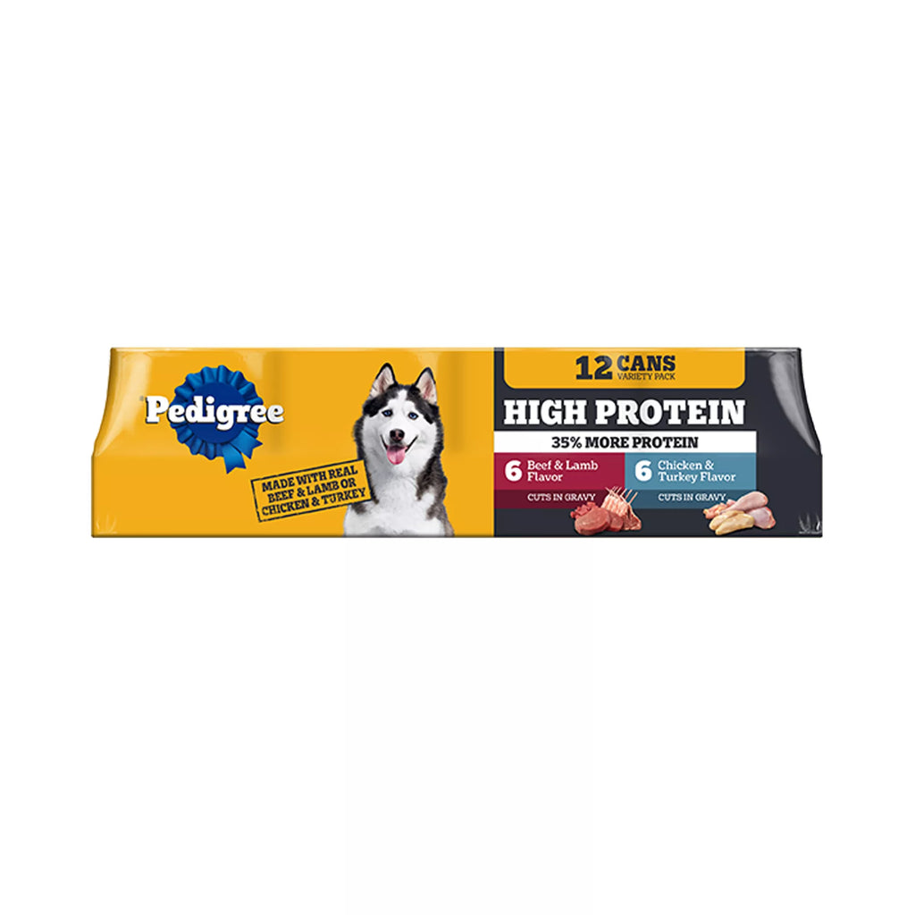 Pedigree High Protein Adult Wet Dog Food - 12 Count, Pet Food Variety Pack
