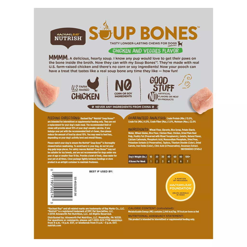 Rachael Ray Nutrish Soup Bones Dog Treat All Ages - Chicken, Veggies