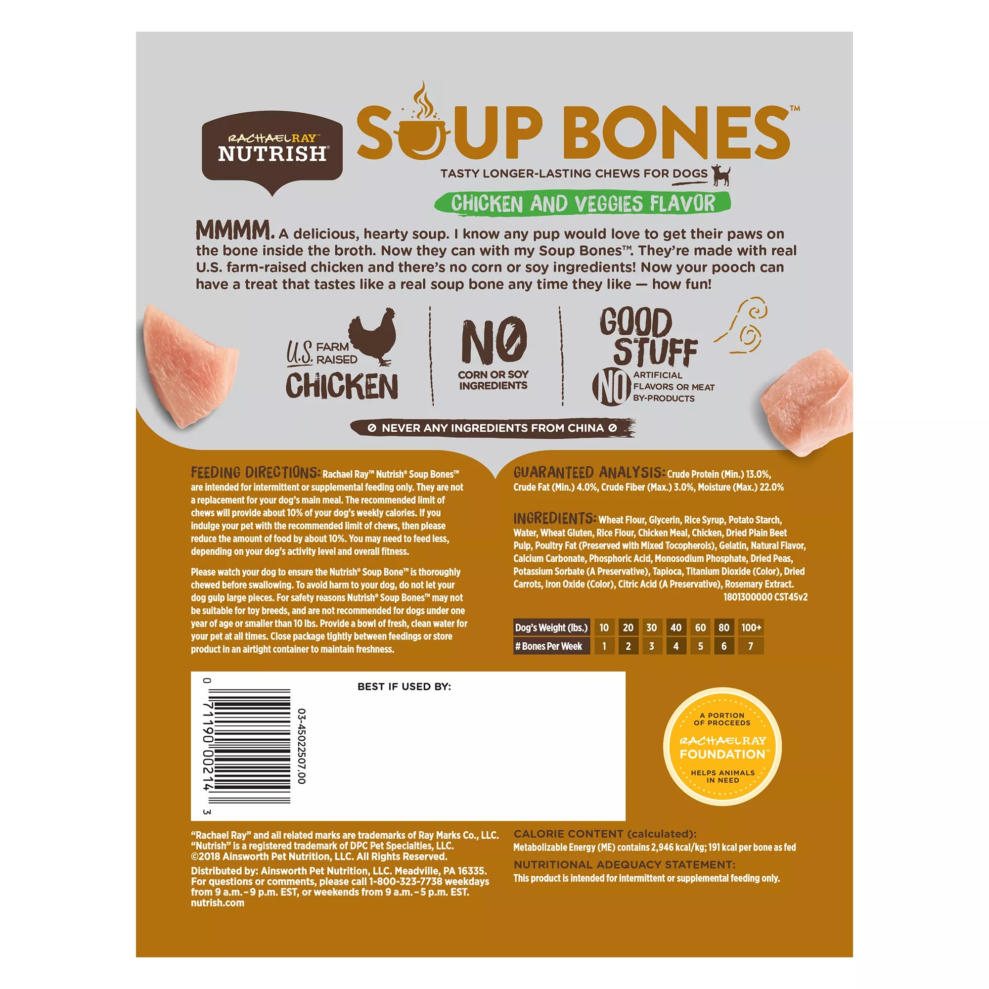 Rachael Ray Nutrish Soup Bones Dog Treat All Ages - Chicken, Veggies