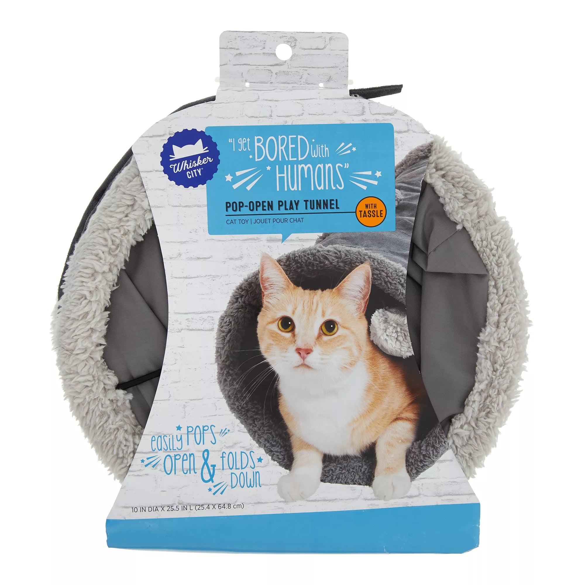 Whisker City Cozy Pop-Open Play Tunnel Cat Toy