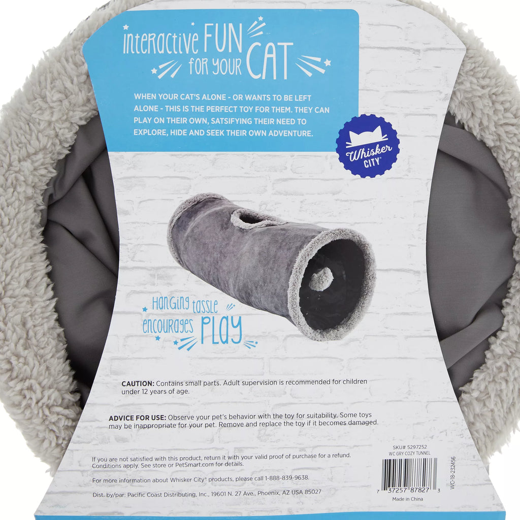 Whisker City Cozy Pop-Open Play Tunnel Cat Toy