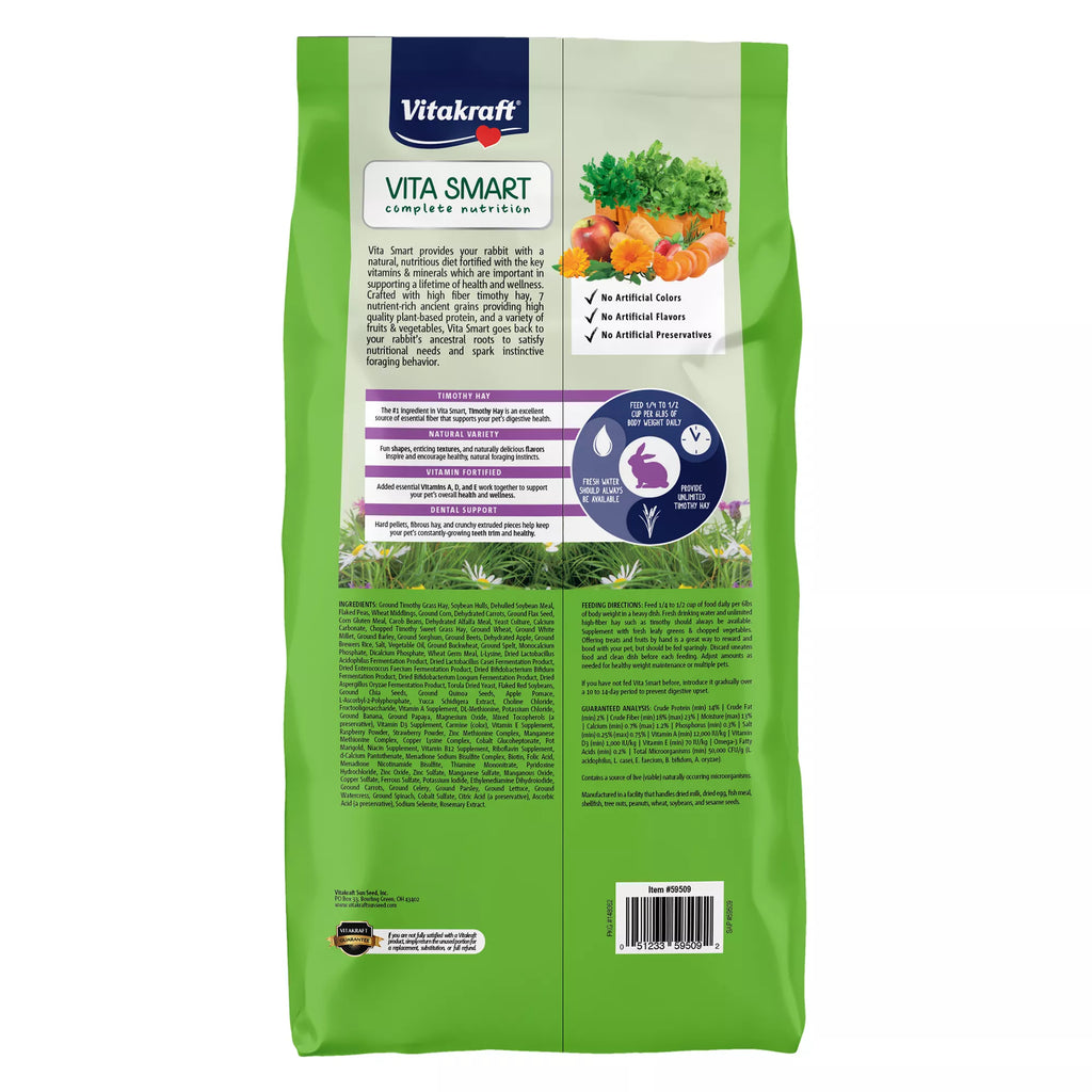 Vitakraft Vita Smart Complete Nutrition Natural Pet Food Forage Blend Adult Rabbit Food