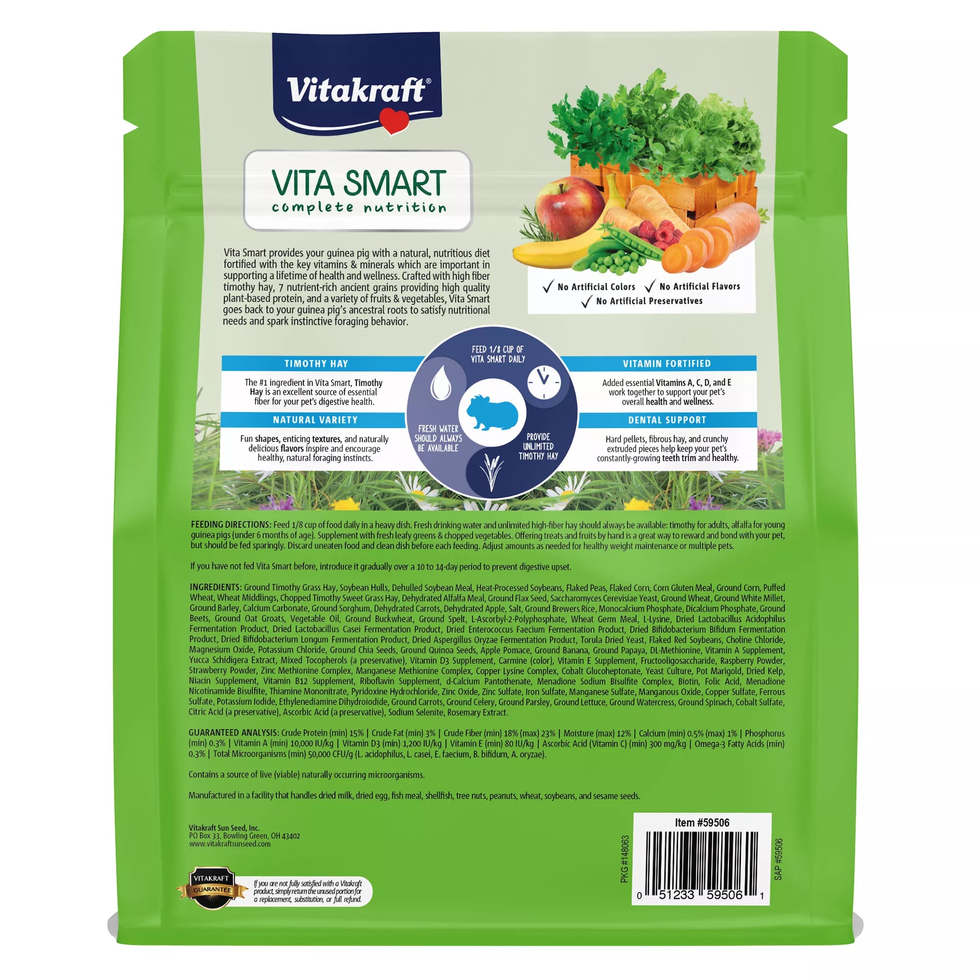 Vitakraft Vita Smart Complete Nutrition Natural Pet Food Forage Blend Guinea Pig Food
