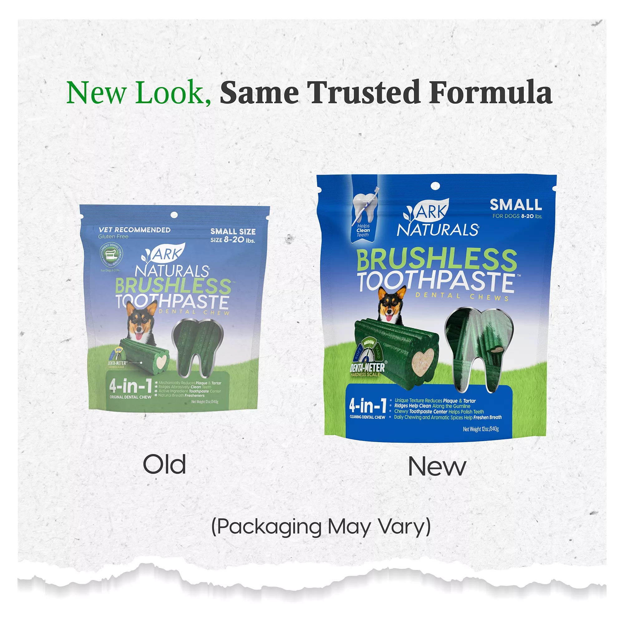 Ark Natural Pet Foods Brushless Toothpaste 4-in-1 Small Dog Dental Chews - 8-20 lbs.