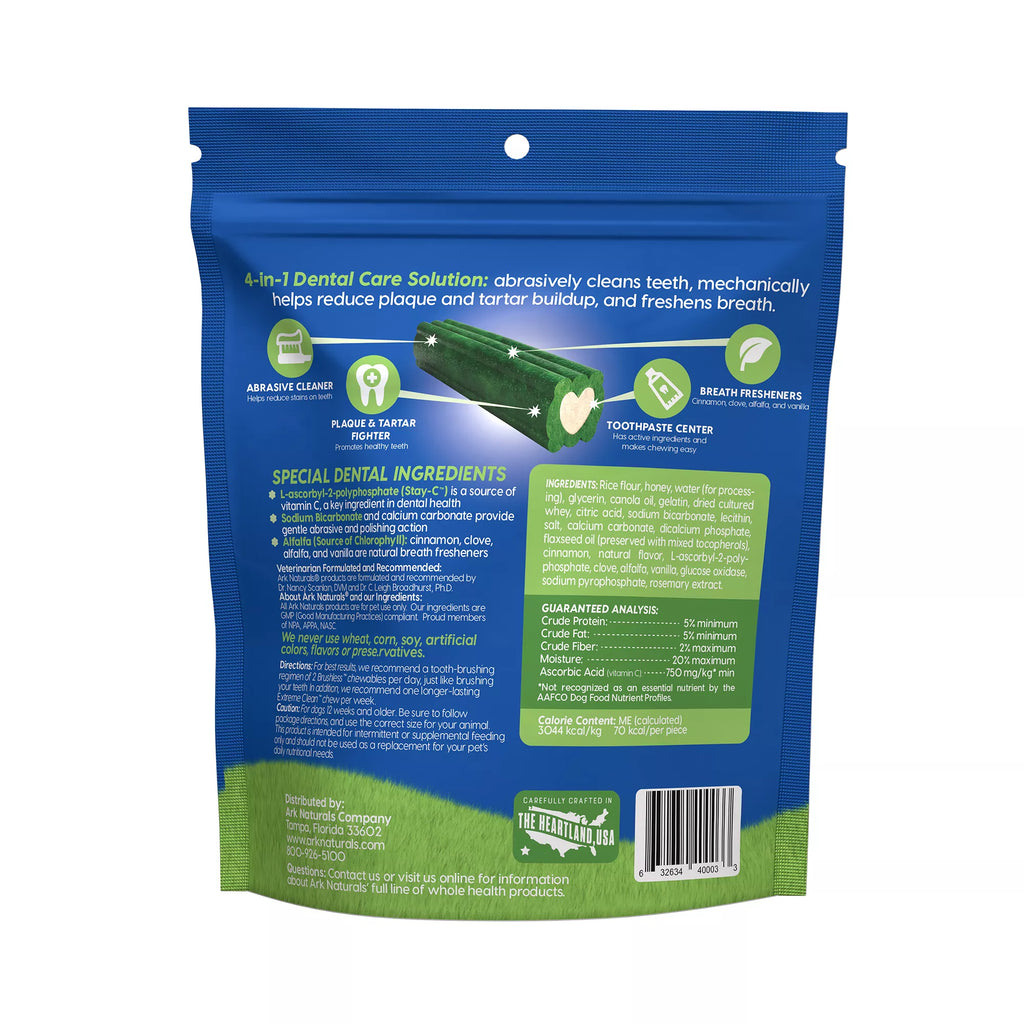 Ark Natural Pet Foods Brushless Toothpaste 4-in-1 Large Dog Dental Chews - 40+ lbs.