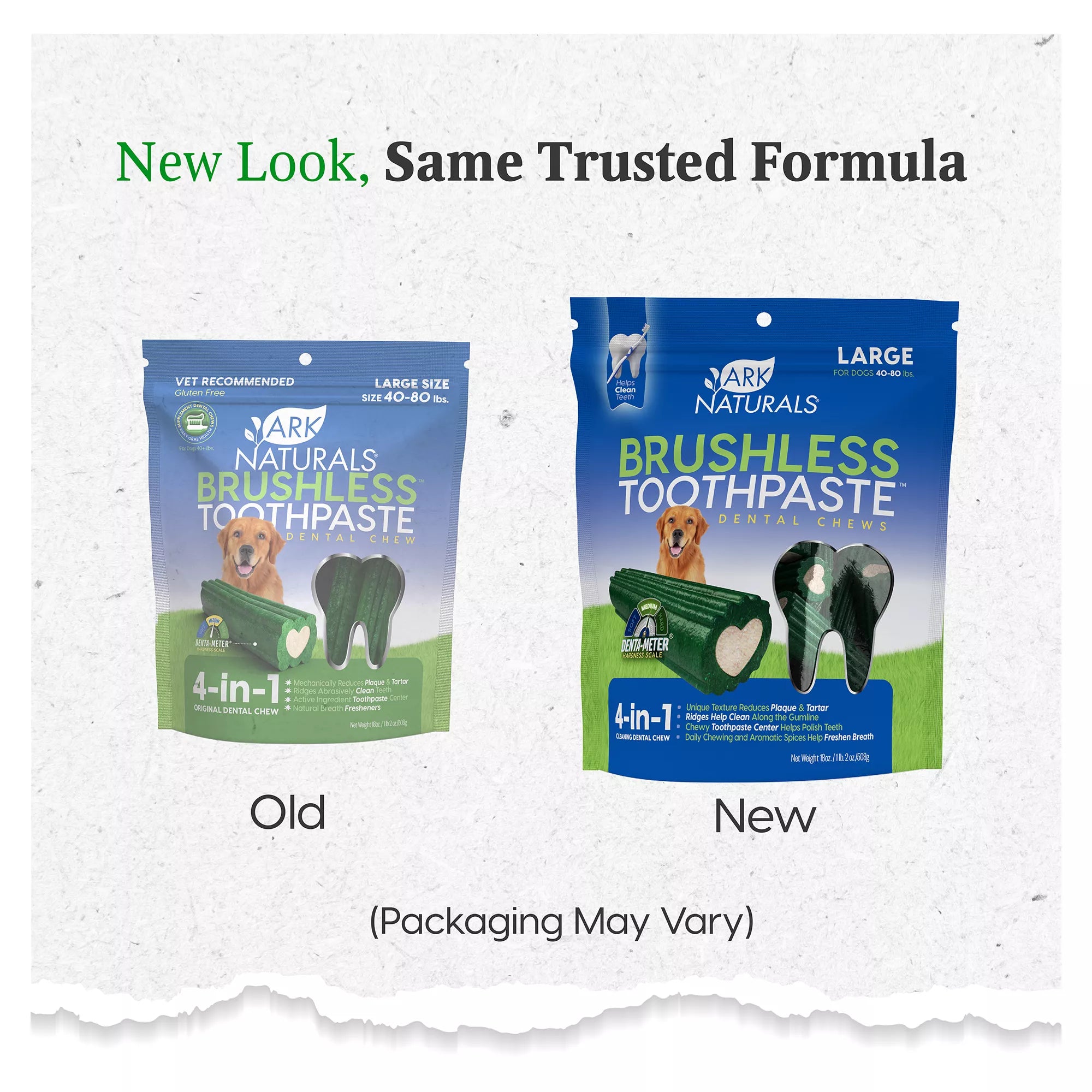 Ark Natural Pet Foods Brushless Toothpaste 4-in-1 Large Dog Dental Chews - 40+ lbs.