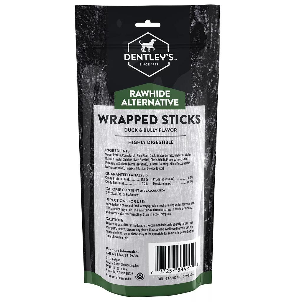 Dentley's Rawhide-Free 6" Duck Wrapped Bully Stick Dog Chew - Duck, 5 Count