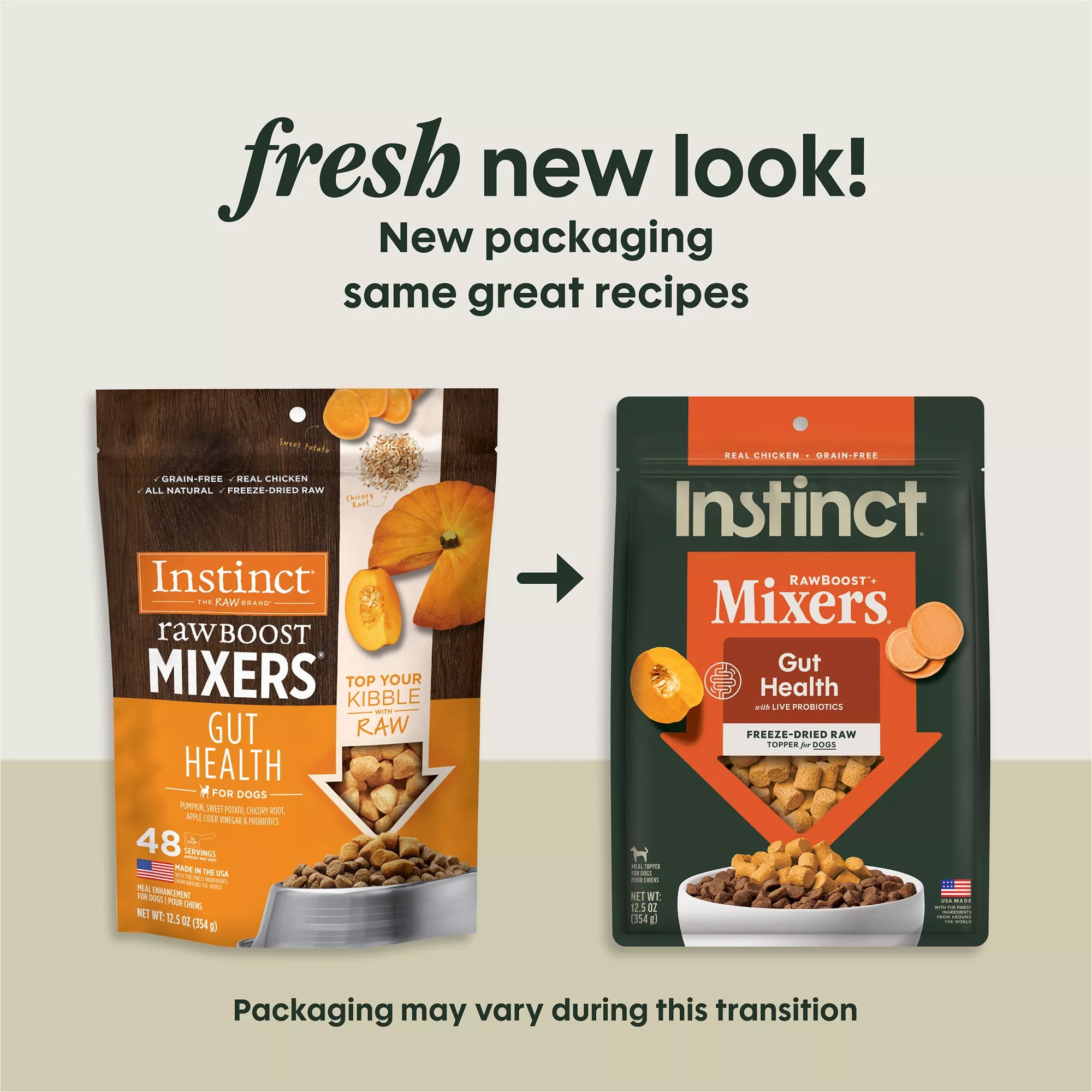 Instinct Raw Boost Mixers Gut Health All Life Stages Dog Food Topper - Grain-Free Pet Food, Freeze-Dried