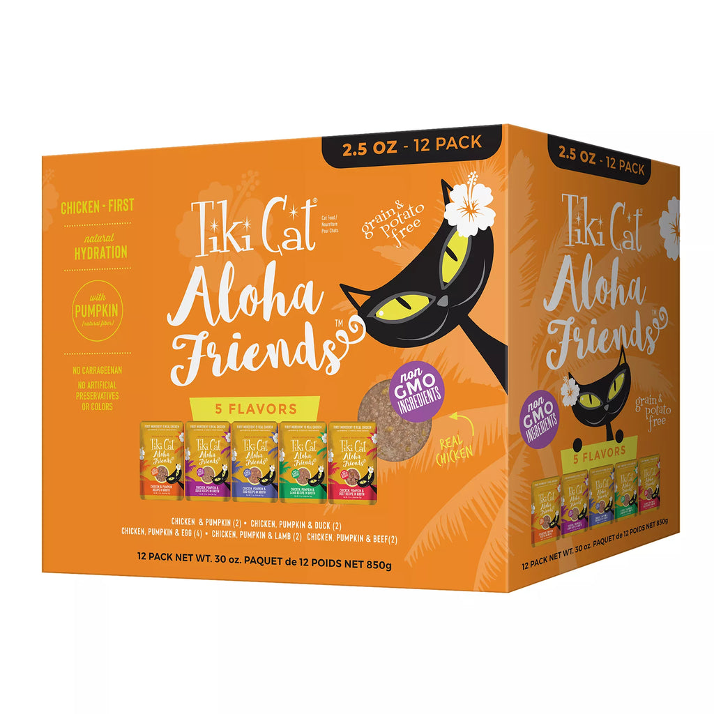 Tiki Cat Aloha Friends Wet Cat Food - Non-GMO, Grain & Potato Free, Pet Food Variety Pack, 12ct