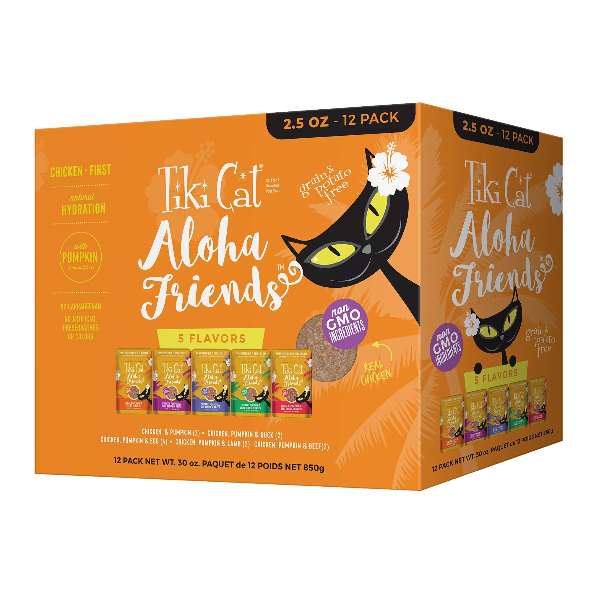 Tiki Cat Aloha Friends Wet Cat Food - Non-GMO, Grain & Potato Free, Pet Food Variety Pack, 12ct
