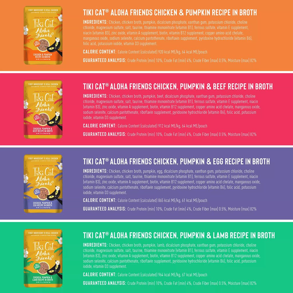 Tiki Cat Aloha Friends Wet Cat Food - Non-GMO, Grain & Potato Free, Pet Food Variety Pack, 12ct