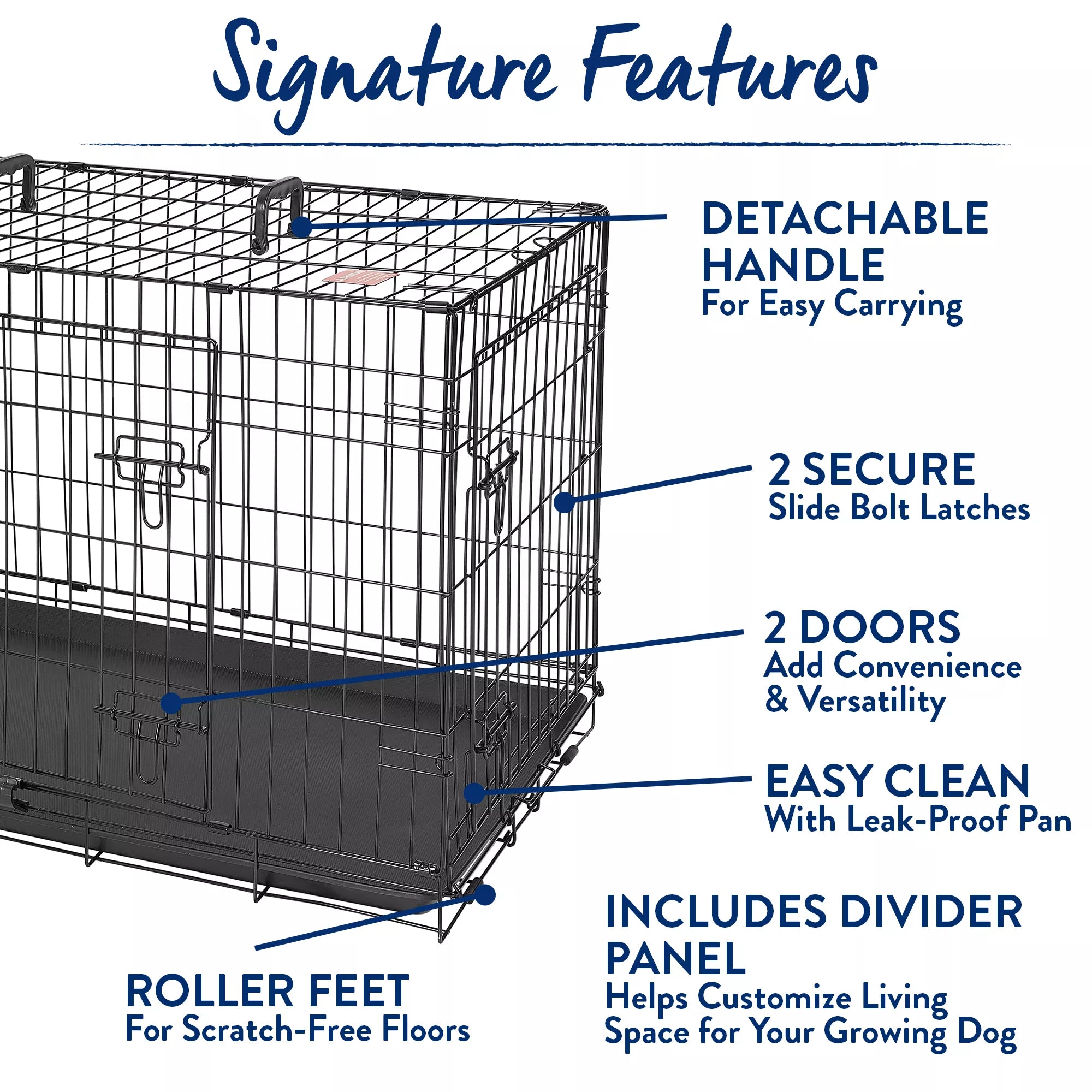Top Paw Double Door Folding Wire Dog Crate with Divider Panel