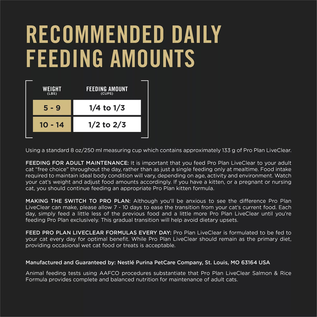 Purina Pro Plan LiveClear Adult Dry Cat Food - Prebiotics & Probiotics, Salmon & Rice