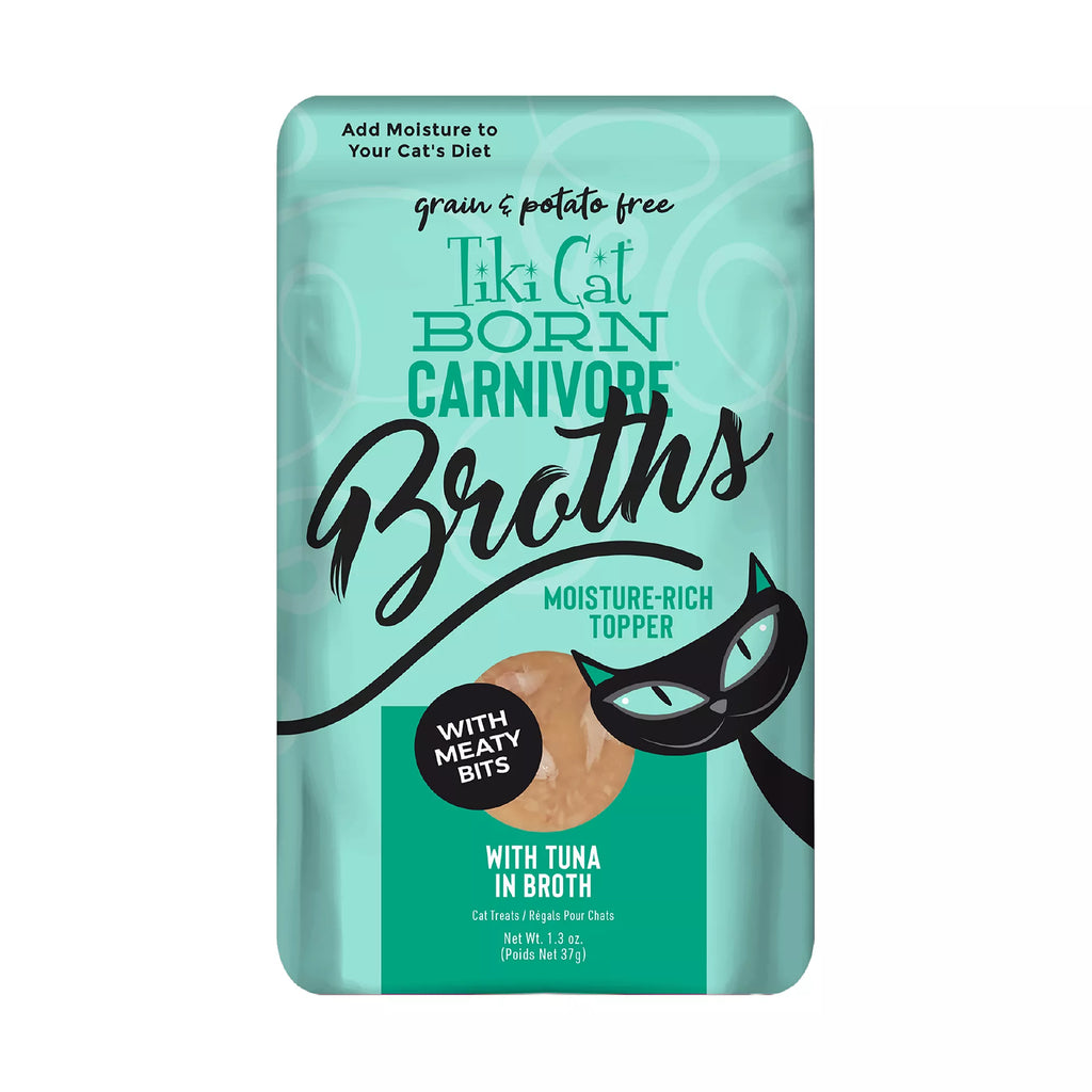 Tiki Cat Born Carnivore Broths Wet Cat Food Topper - Non-GMO, Grain-Free Pet Food, 1.3oz