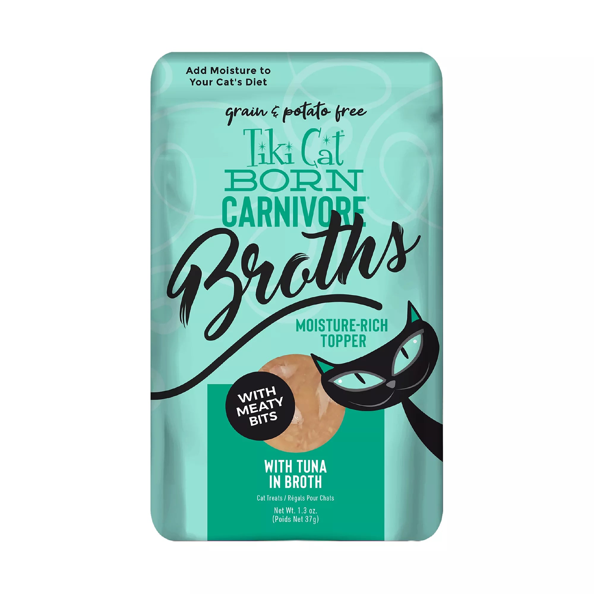 Tiki Cat Born Carnivore Broths Wet Cat Food Topper - Non-GMO, Grain-Free Pet Food, 1.3oz