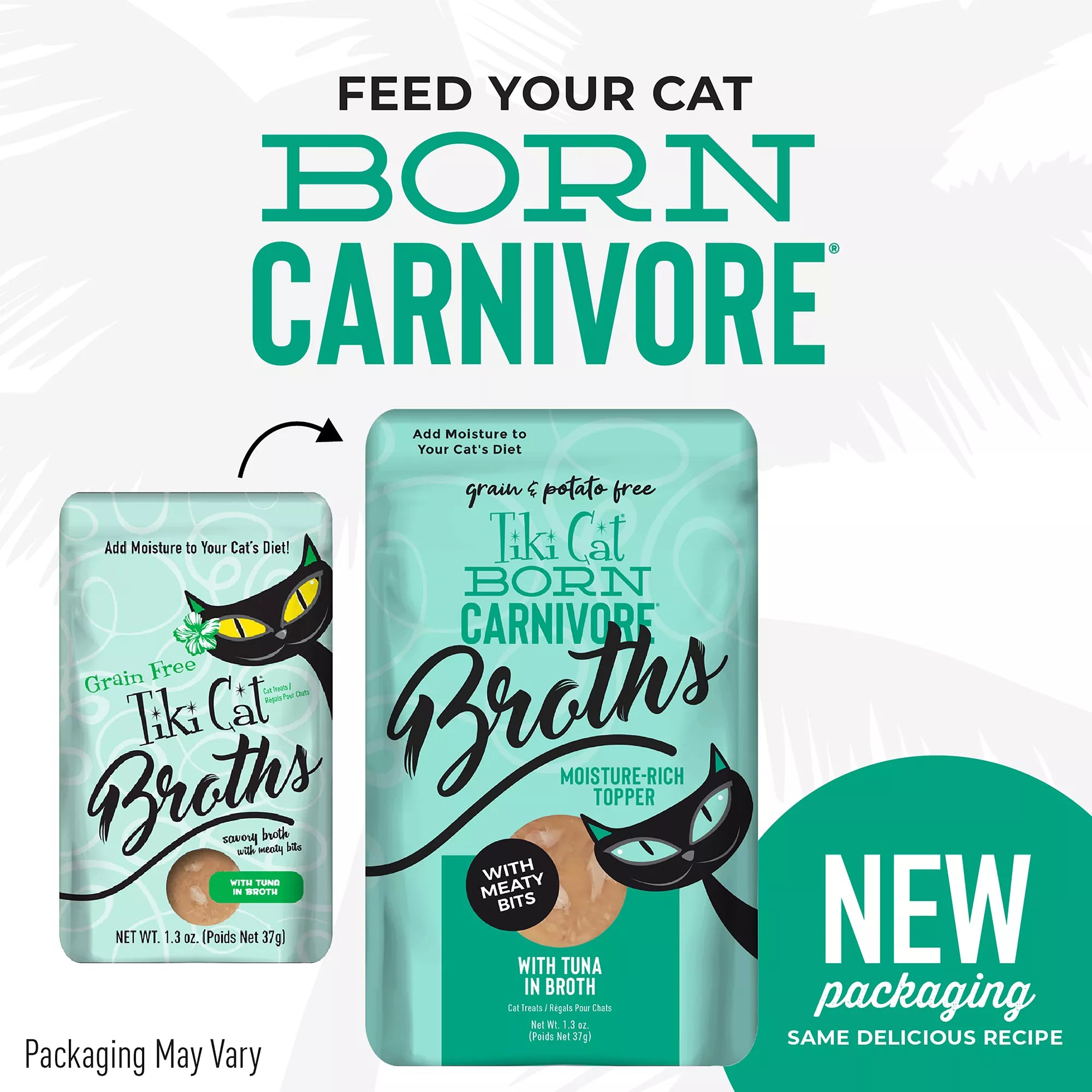 Tiki Cat Born Carnivore Broths Wet Cat Food Topper - Non-GMO, Grain-Free Pet Food, 1.3oz