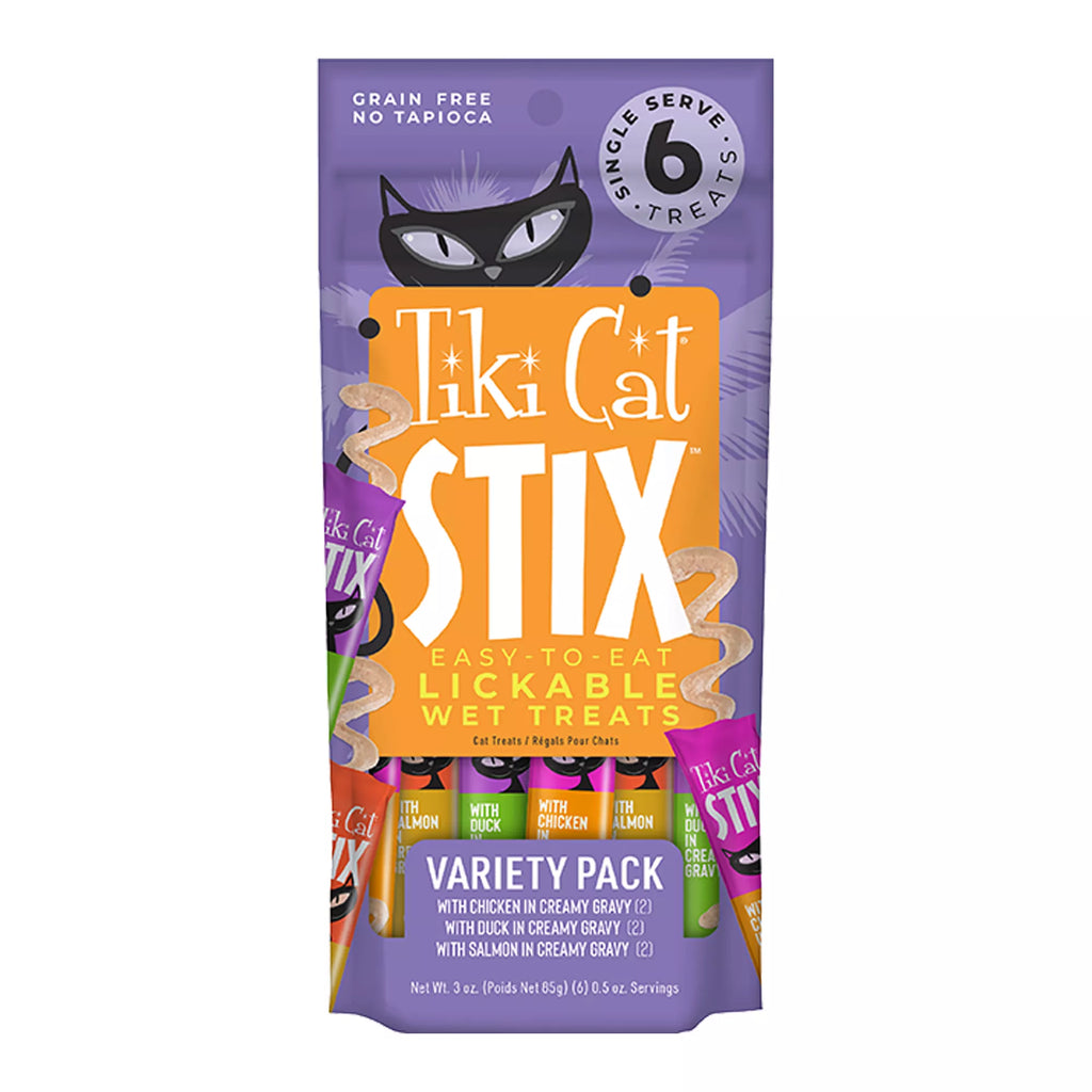 Tiki Cat Stix Lickable Wet Cat Treat -  Grain-Free Pet Food, 6 Ct, 3 Oz