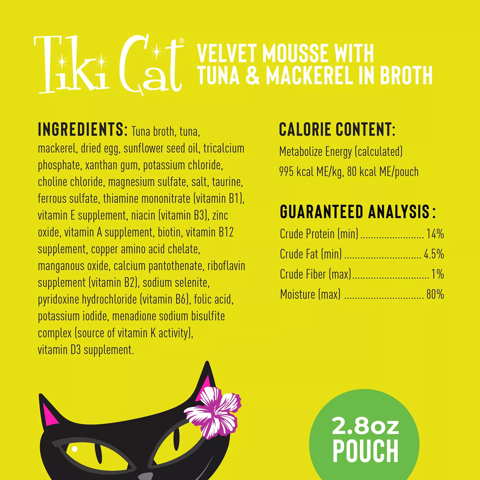 Tiki Cat Velvet Mousse Cat Food - Non-GMO, Grain & Potato Free, 2.8oz