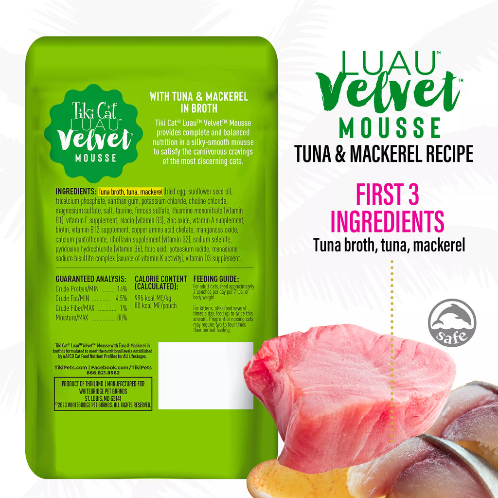 Tiki Cat Velvet Mousse Cat Food - Non-GMO, Grain & Potato Free, 2.8oz