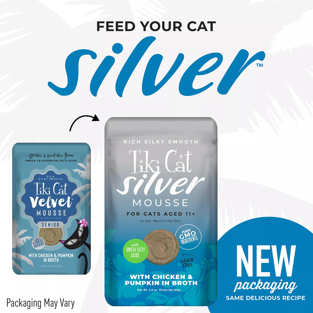 Tiki Cat Velvet Mousse Senior Cat Food - Non-GMO, Grain & Potato Free, Chicken, 2.8oz