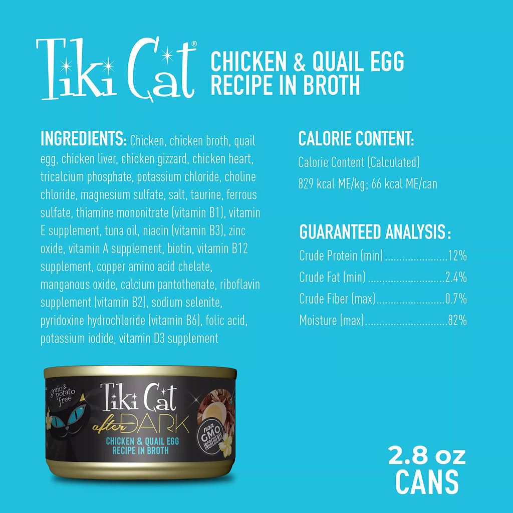 Tiki Cat After Dark Wet Cat Food - Non-GMO, Grain & Potato Free, 2.8oz