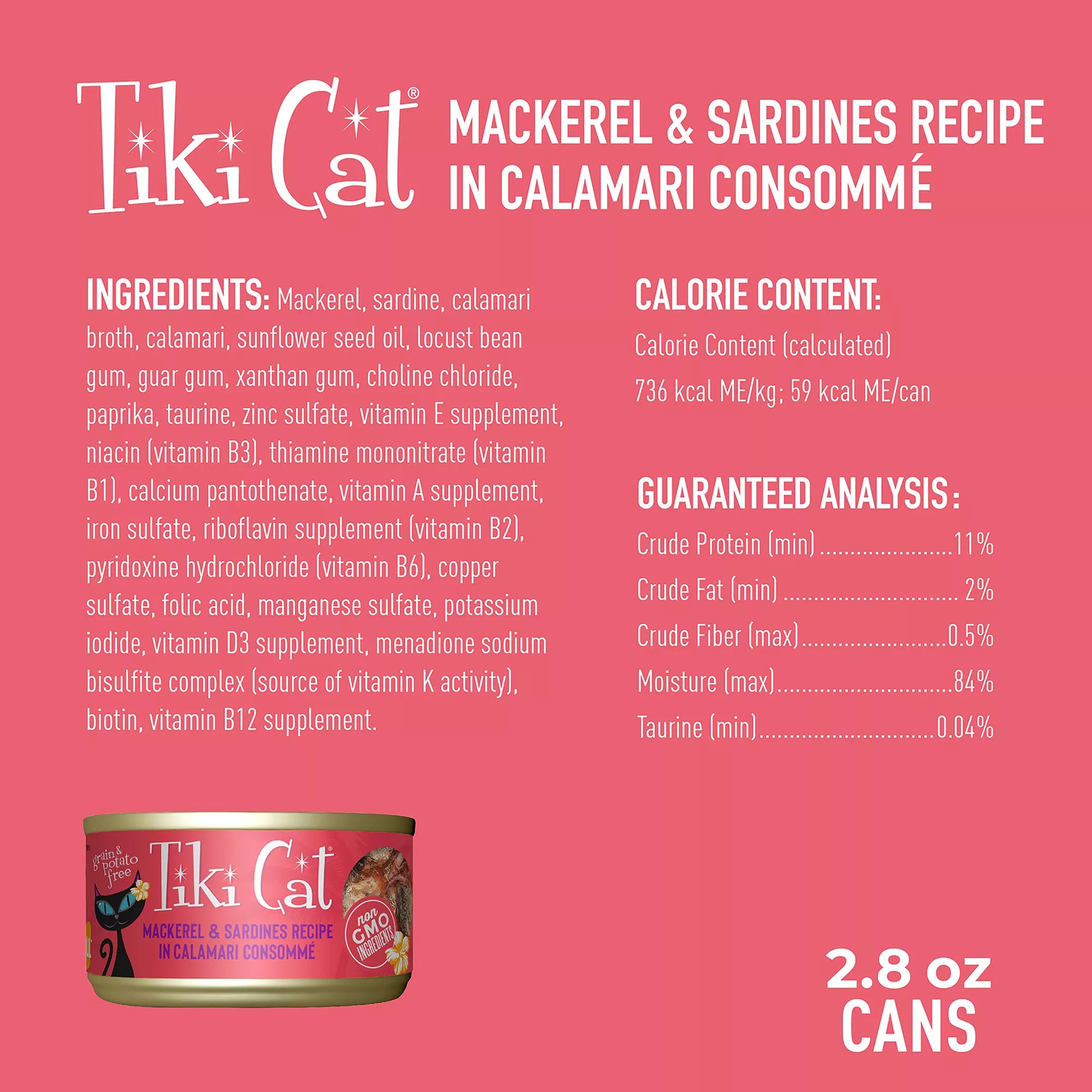 Tiki Cat Grill Wet Cat Food - Non-GMO, Grain & Potato Free 2.8oz