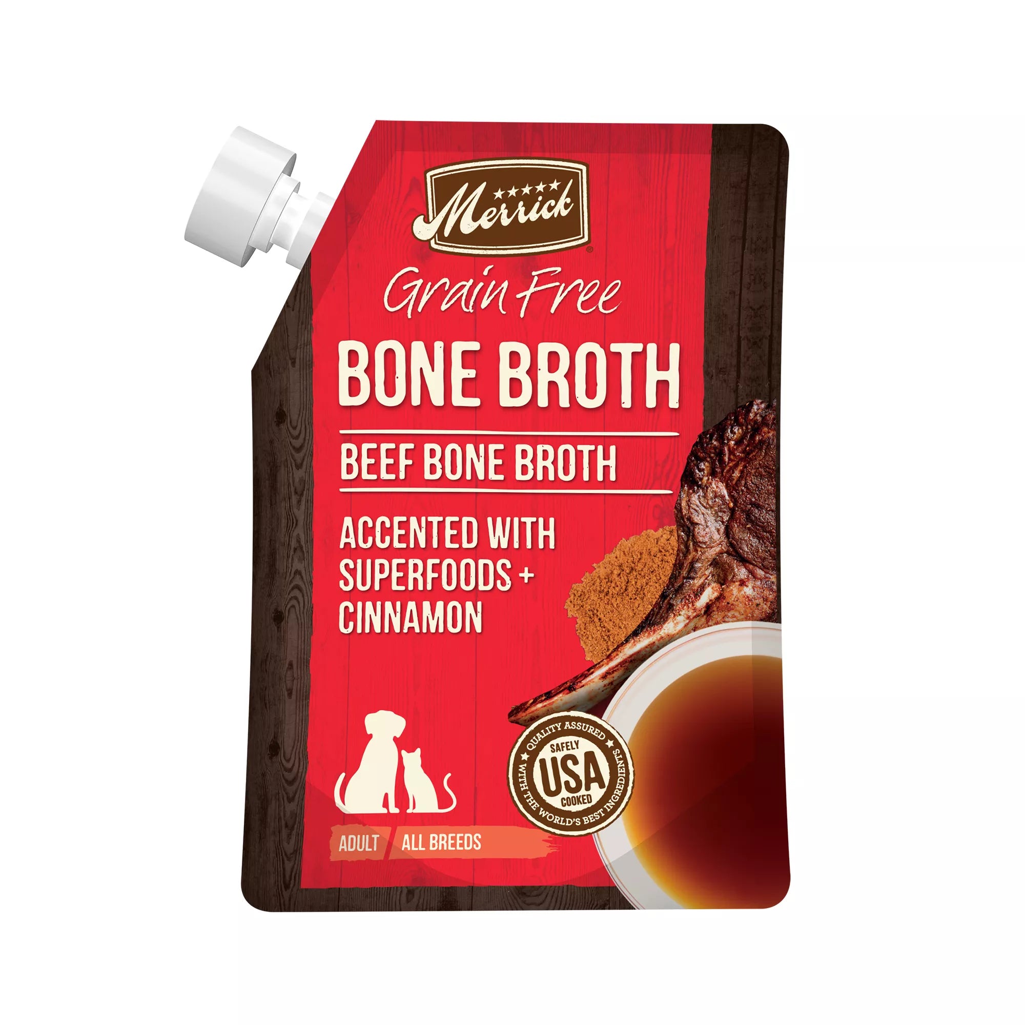 Merrick Grain-Free Pet Food Bone Broth Adult Wet Dog Food Topper - 7 Oz., BPA Free, Corn Free