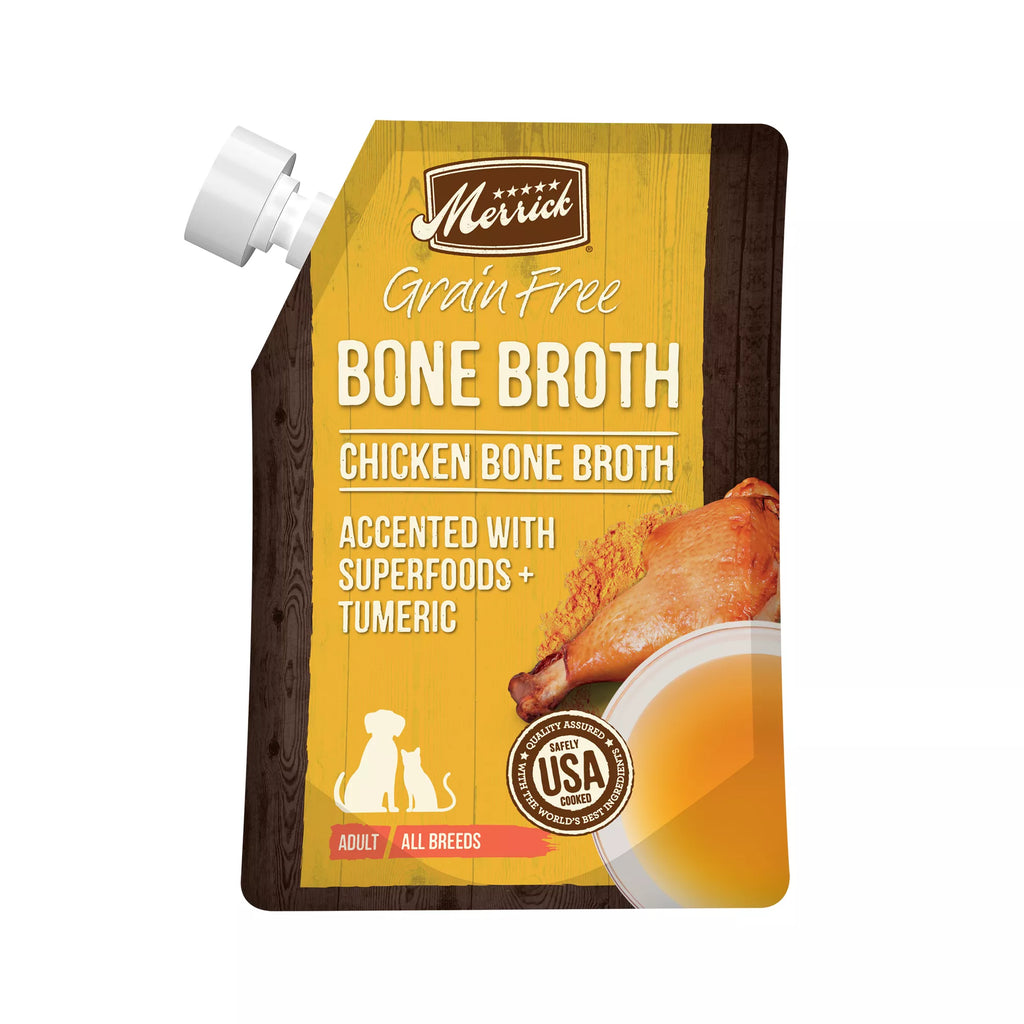 Merrick Grain-Free Pet Food Bone Broth Adult Wet Dog Food Topper - 7 Oz., BPA Free, Corn Free
