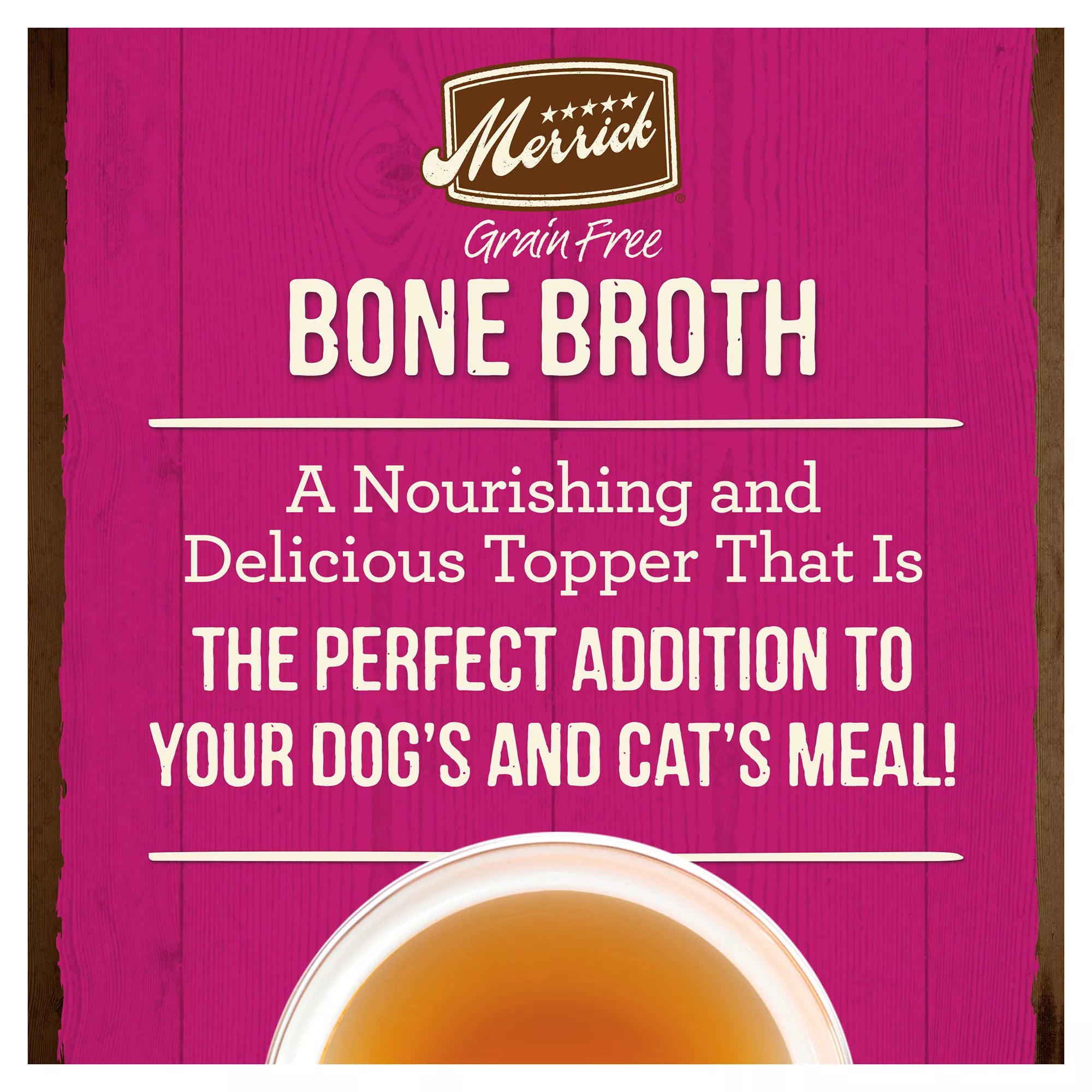Merrick Grain-Free Pet Food Bone Broth Adult Wet Dog Food Topper - 16 Oz., BPA Free, Corn Free