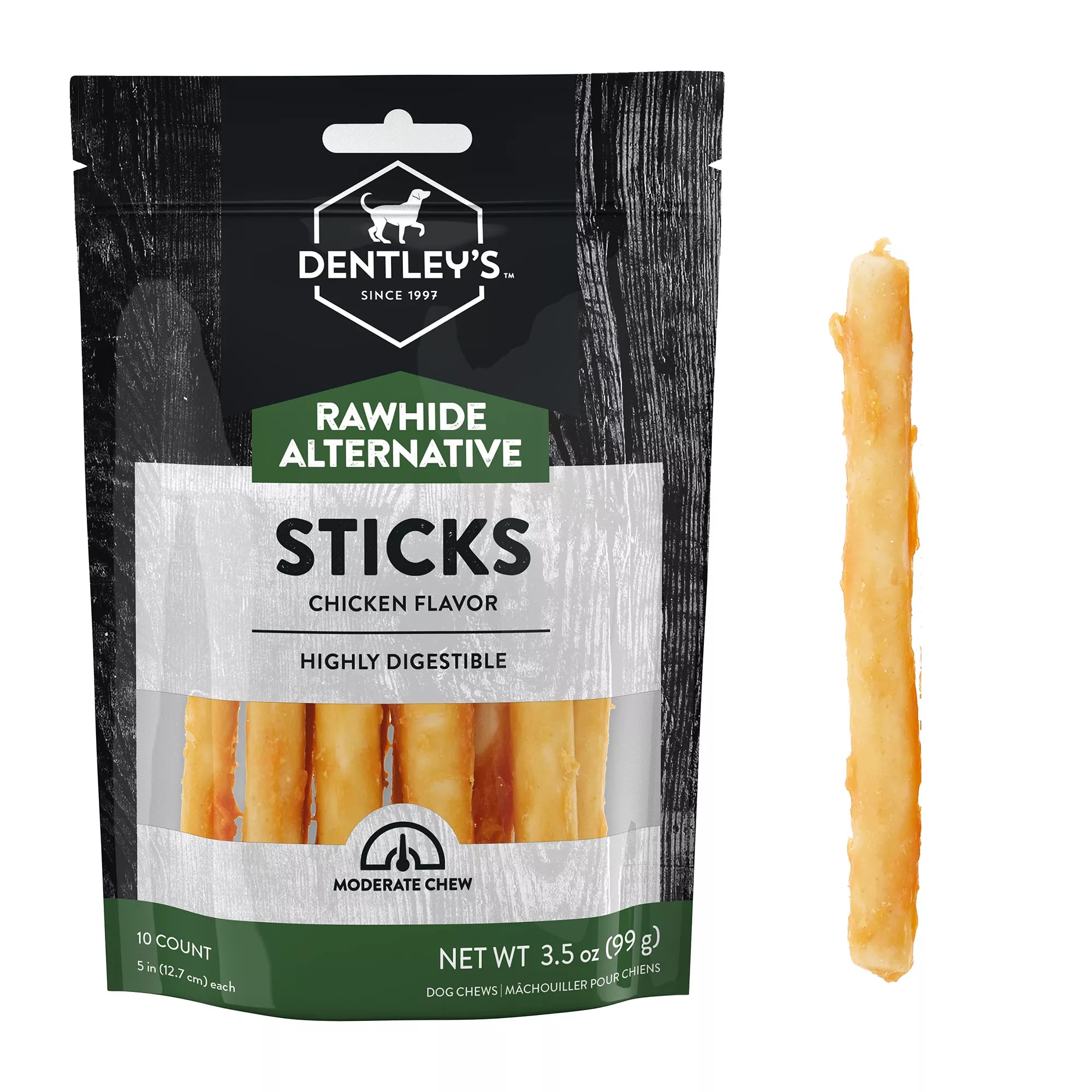 Dentley's Rawhide-Free 5" Retriever Sticks Dog Chew - Chicken, 10 Count
