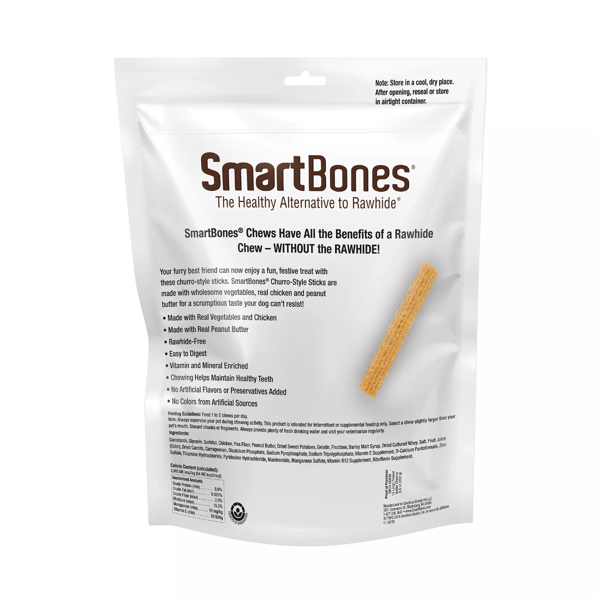 SmartBones Churro Style Sticks Dog Treat - Peanut Butter