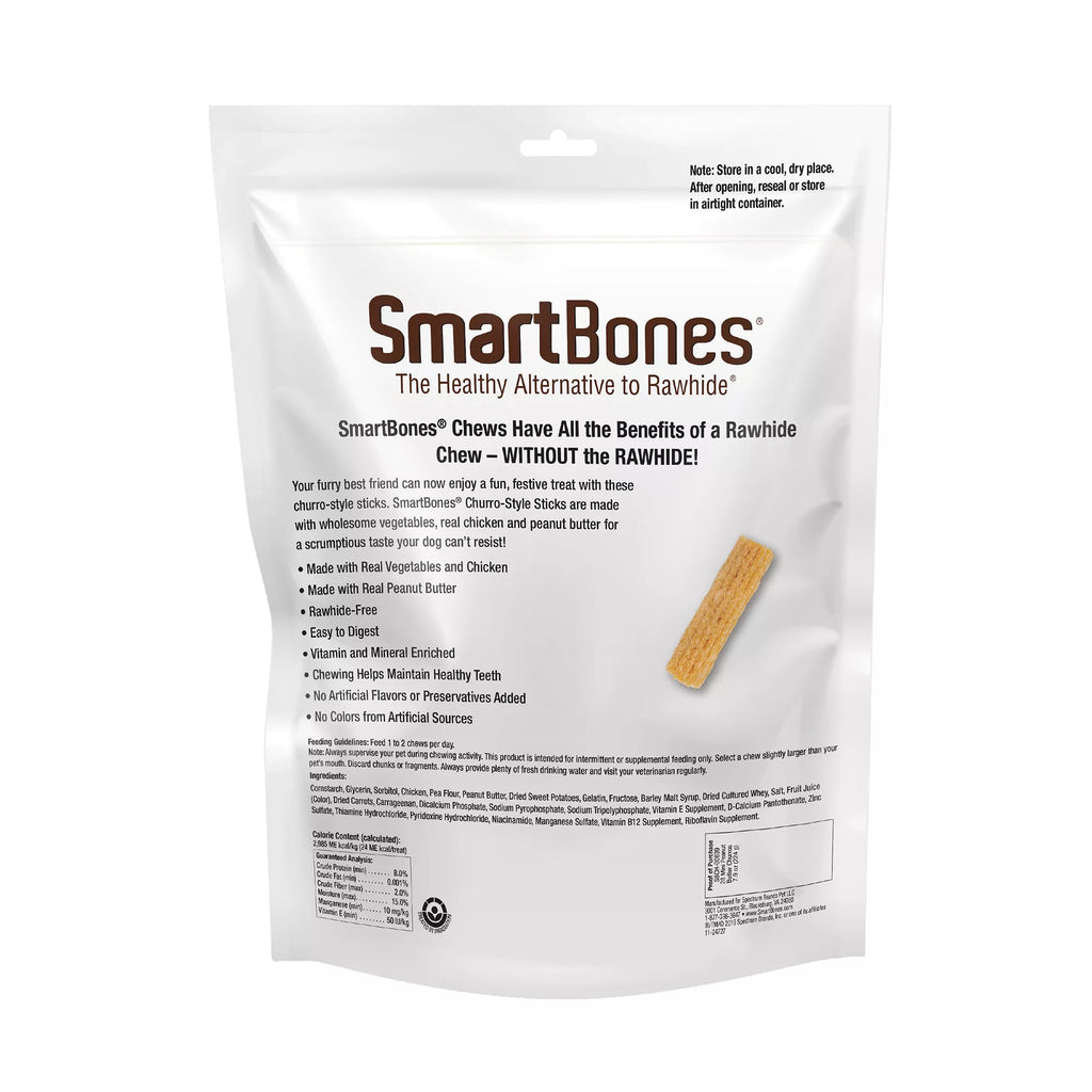 SmartBones Churro Style Mini Sticks Dog Treat - Peanut Butter