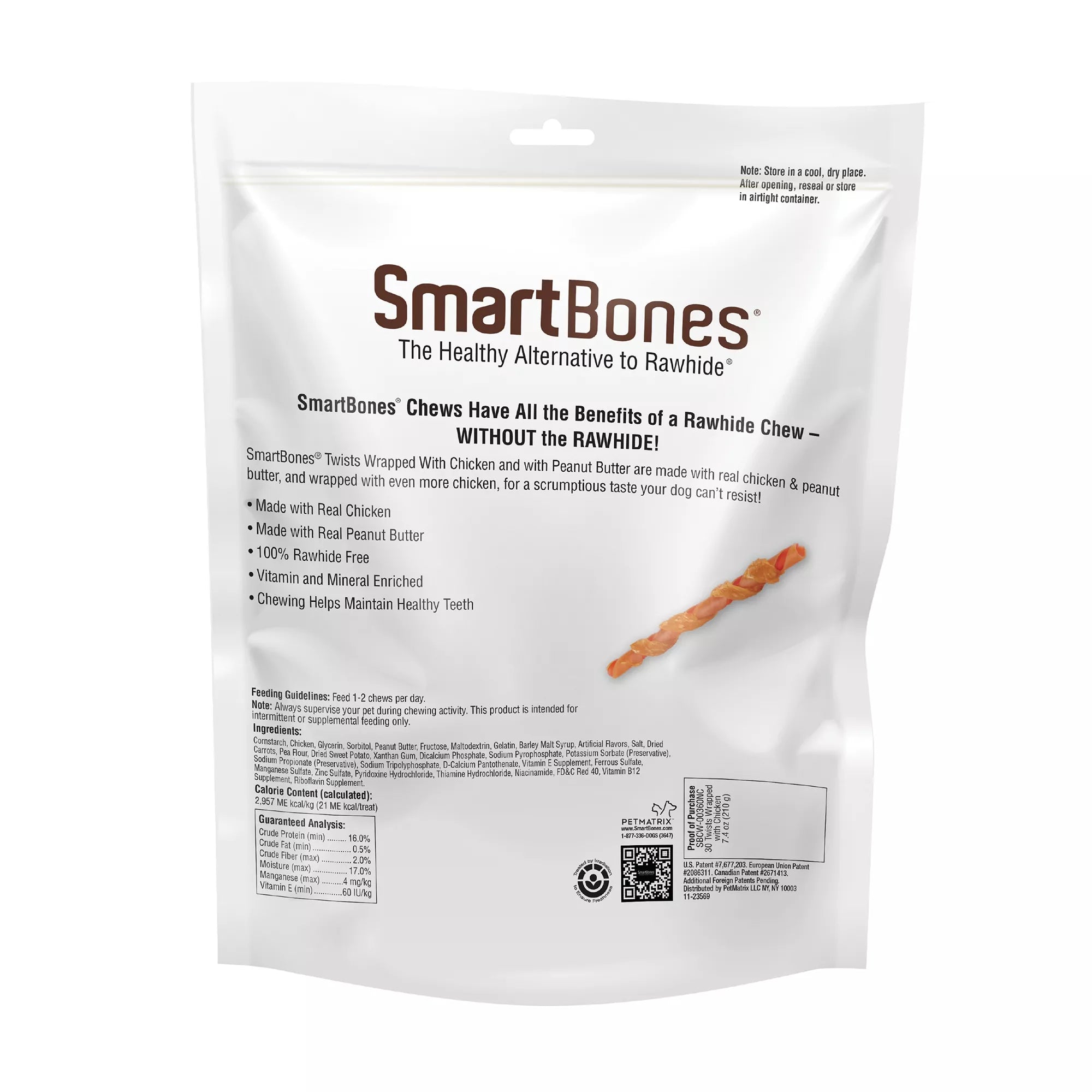 SmartBones Chicken Wrapped Twists Dog Treat - Peanut Butter