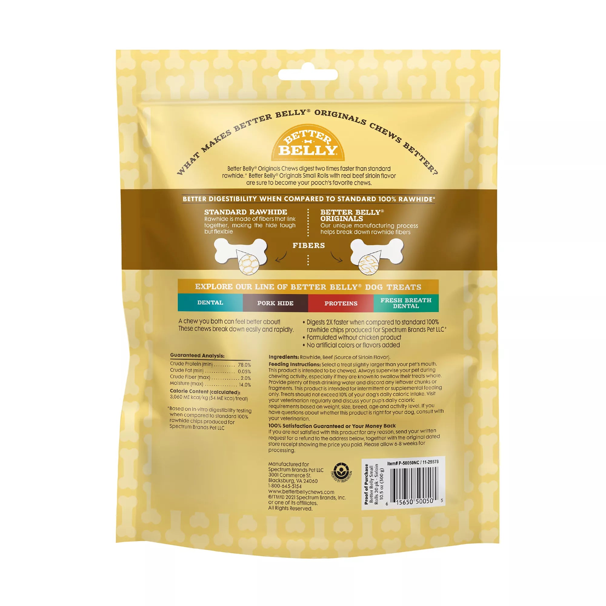 Better Belly Originals Rawhide Small Dog Treats - Real Beef Sirloin