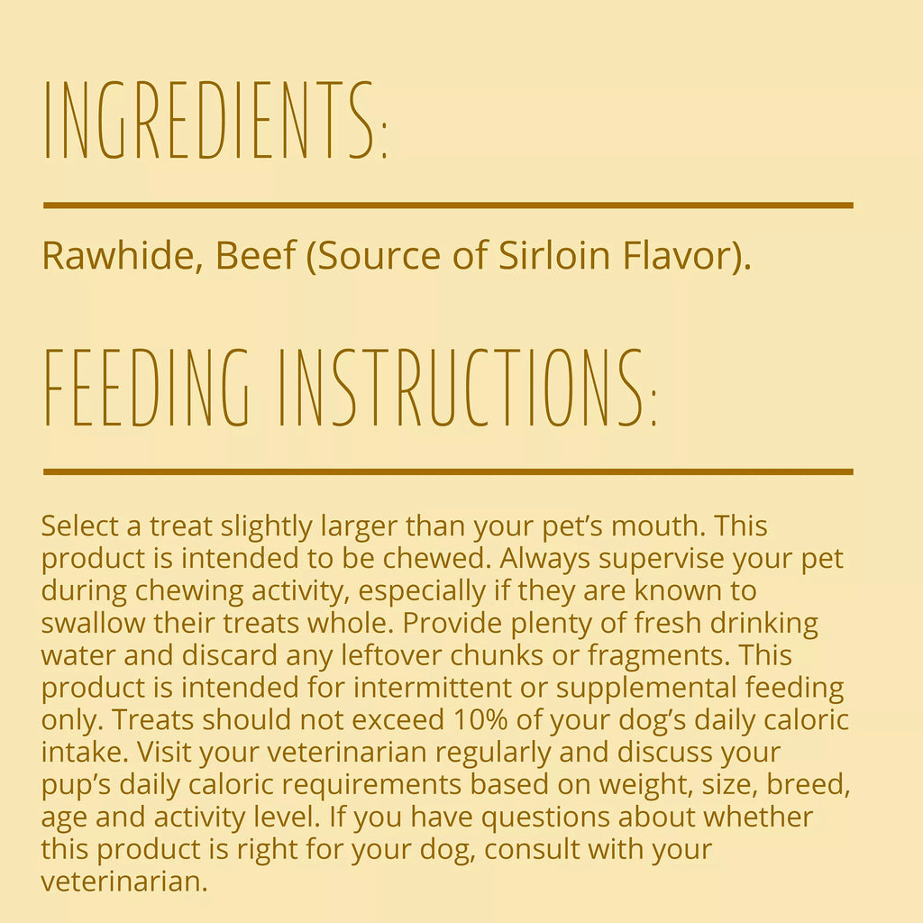 Better Belly Originals Rawhide Small Dog Treats - Real Beef Sirloin