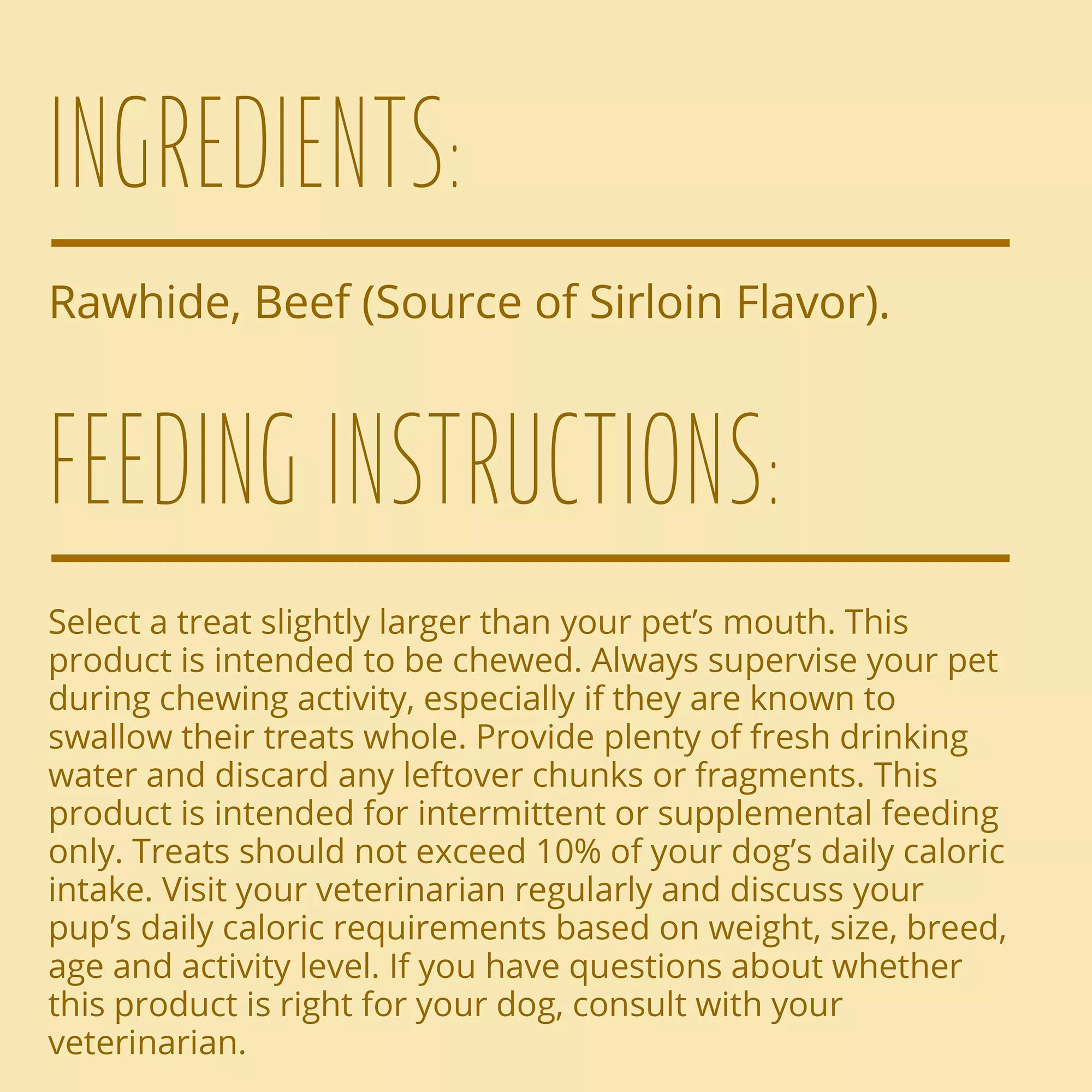 Better Belly Originals Rawhide Small Dog Treats - Real Beef Sirloin