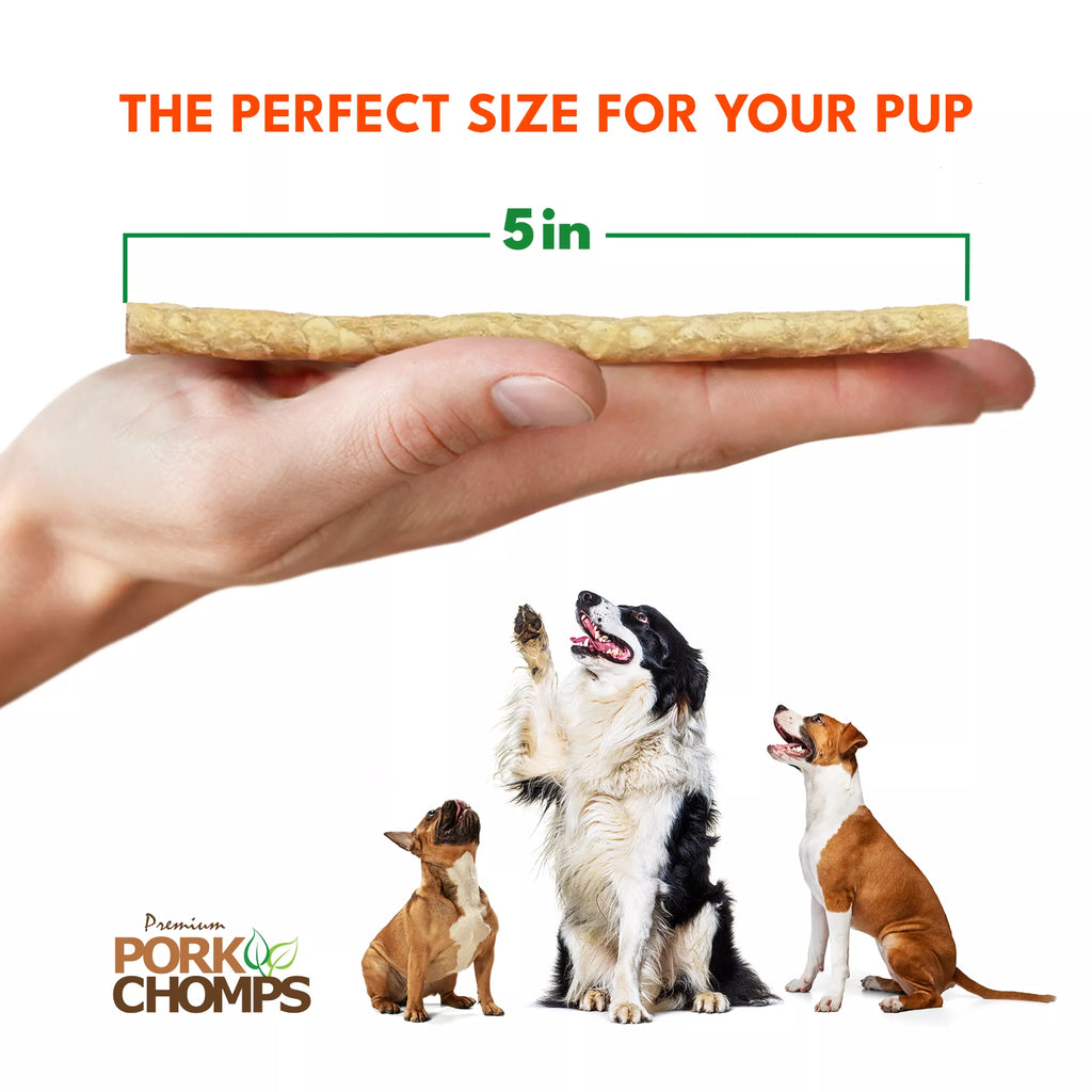 Pork Chomps Munchy Sticks Rawhide Free Dog Treat