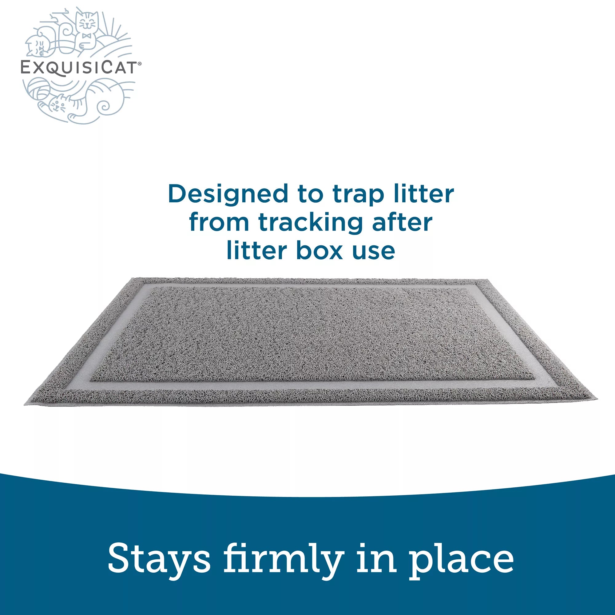 ExquisiCat Scatter Control Cat Litter Mat - Gray