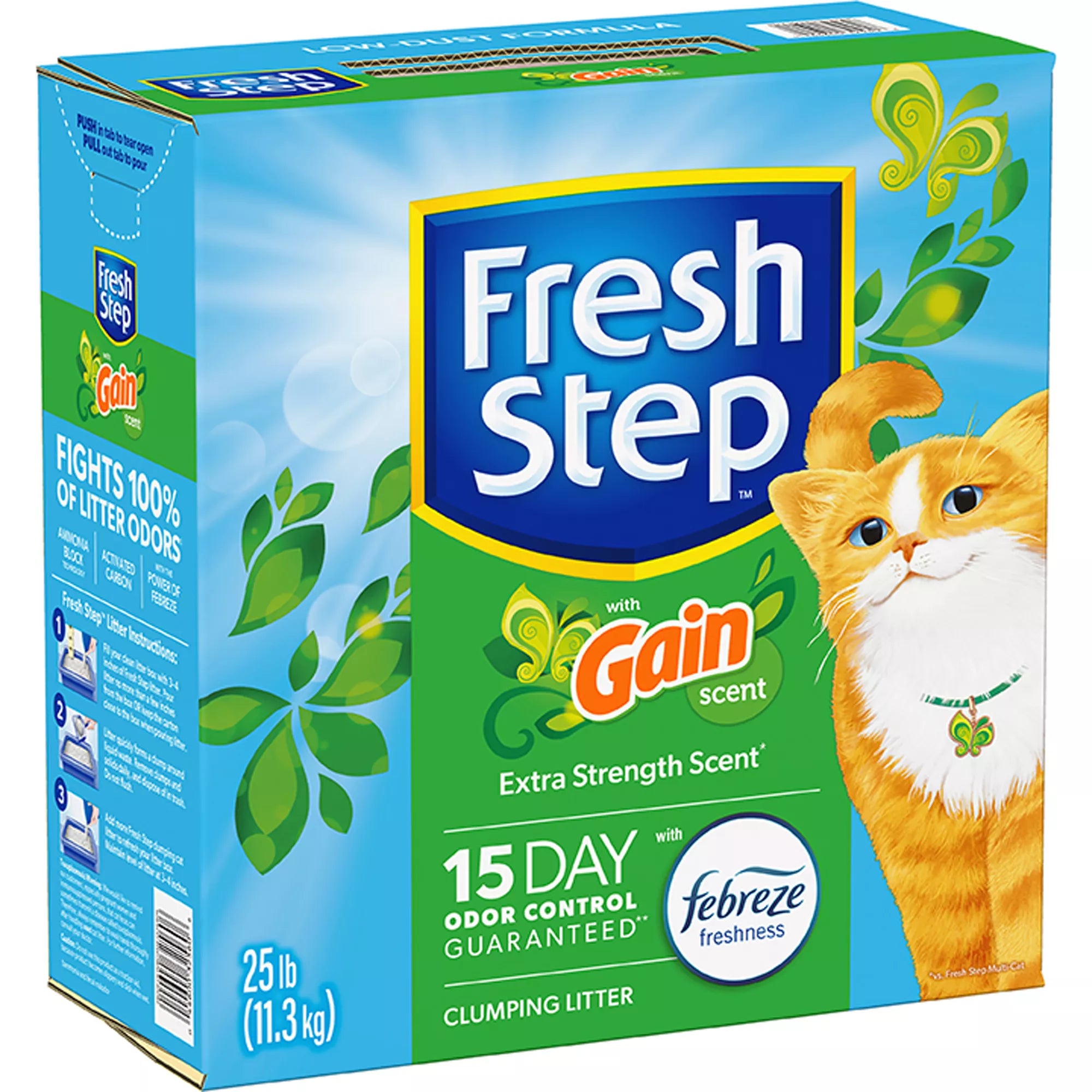 Fresh Step with Febreze Clumping Clay Cat Litter - Gain Original Scent, Low Dust Litter