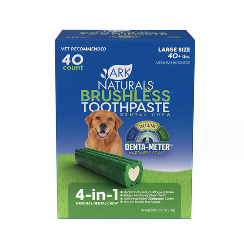 Ark Natural Pet Foods Brushless Toothpaste 4-in-1 Large Dog Dental Treats - 40 Count