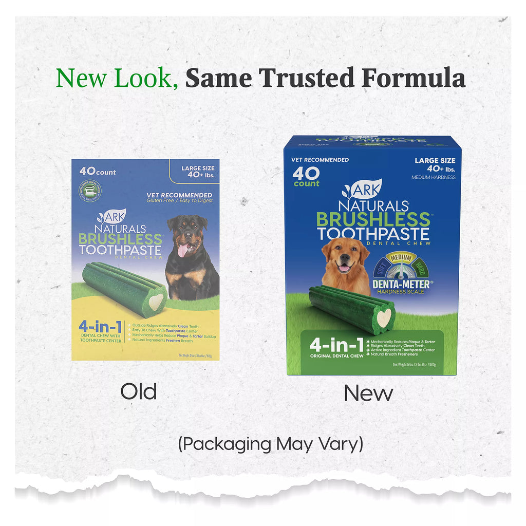 Ark Natural Pet Foods Brushless Toothpaste 4-in-1 Large Dog Dental Treats - 40 Count