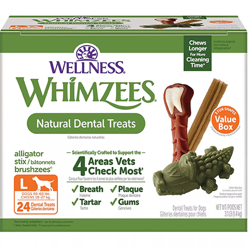 WHIMZEES Variety Value Box Large Dental Dog Treat - Natural Pet Food, Grain-Free Pet Food, 24 Count