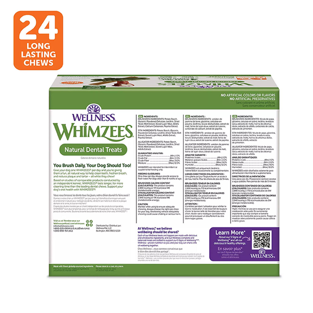 WHIMZEES Variety Value Box Large Dental Dog Treat - Natural Pet Food, Grain-Free Pet Food, 24 Count