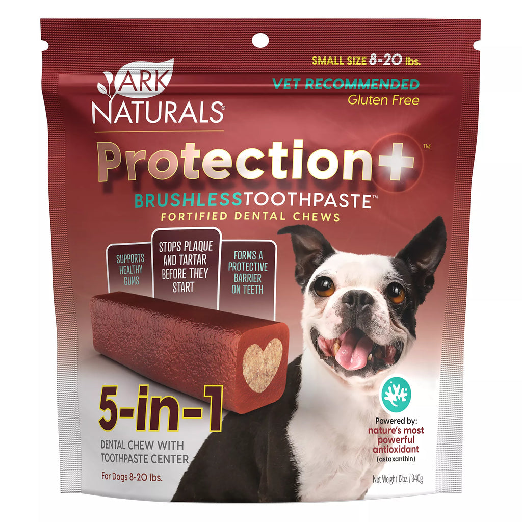 Ark Natural Pet Foods Protection+ Brushless Toothpaste 5-in-1 Small Dog Dental Chews - 8-20 lbs.