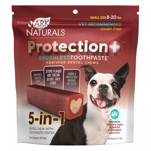 Ark Natural Pet Foods Protection+ Brushless Toothpaste 5-in-1 Small Dog Dental Chews - 8-20 lbs.