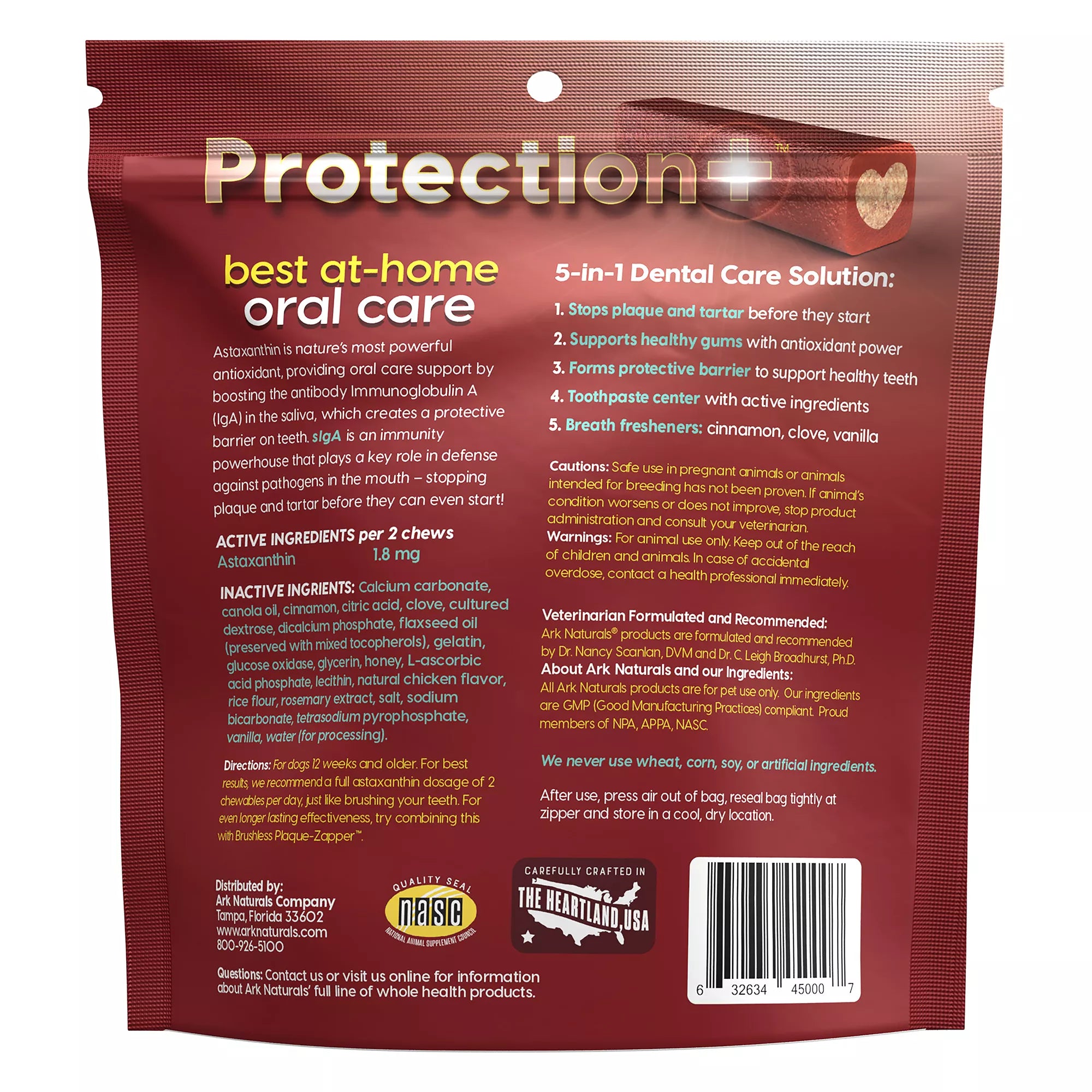 Ark Natural Pet Foods Protection+ Brushless Toothpaste 5-in-1 Small Dog Dental Chews - 8-20 lbs.