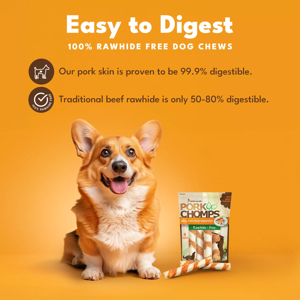 Pork Chomps Rawhide Free Chicken Wrapped Twists Dog Treat